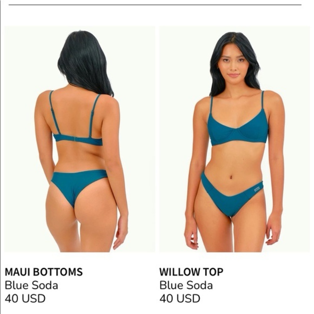 Blackbough Blue Soda Bikini Set. Willow Top. Maui Bottom